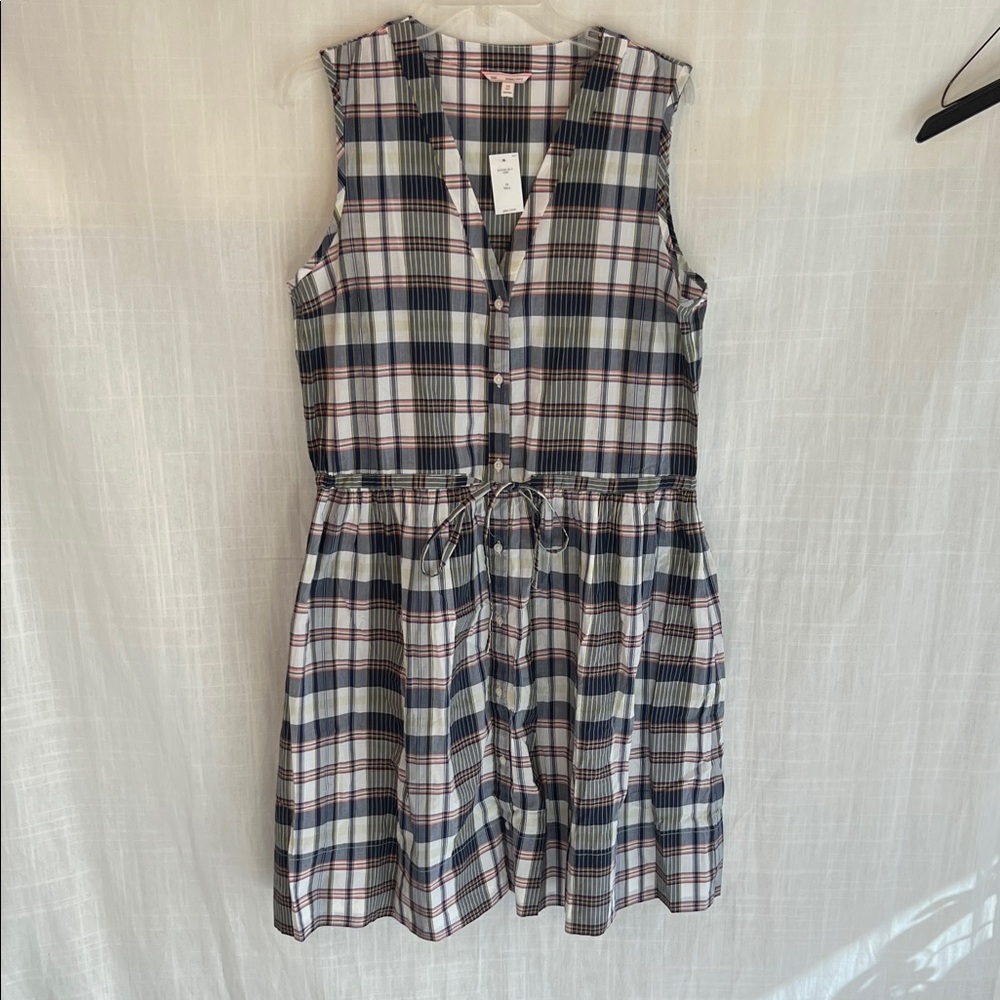 GAP Sleeveless Plaid Dress in Navy and Red 14 Tall NWT